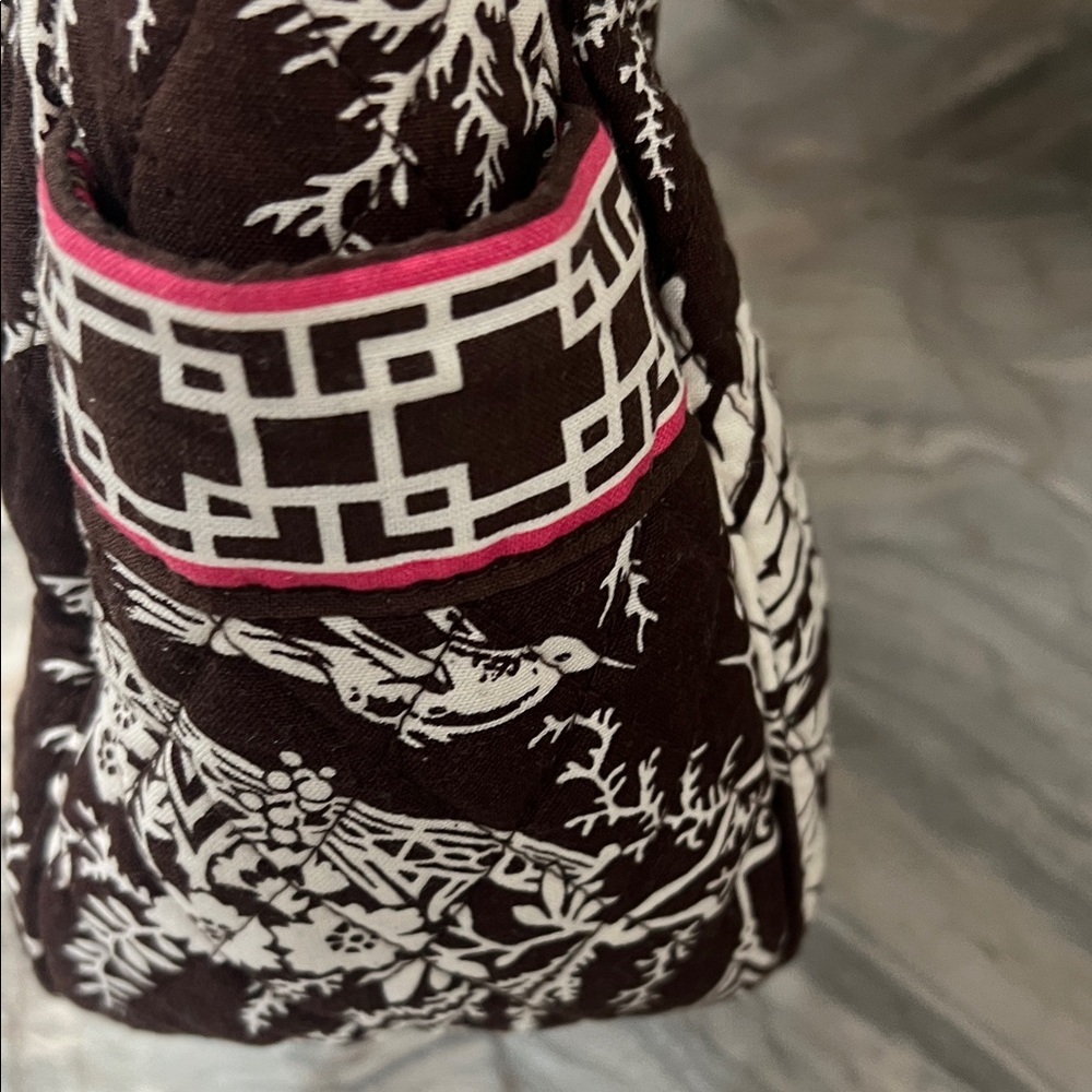 Vera Bradley Quilted Brown & White Floral Tote Bag - Picture 5 of 9